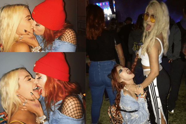 Bella Thorne kissing and owning Tana Mongeau. 