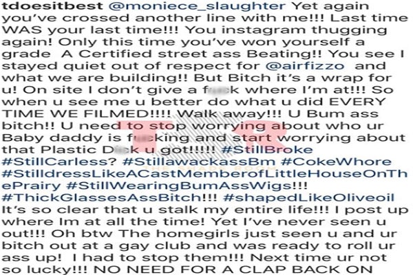 Moniece Slaughter and Tiffany Campbell feud