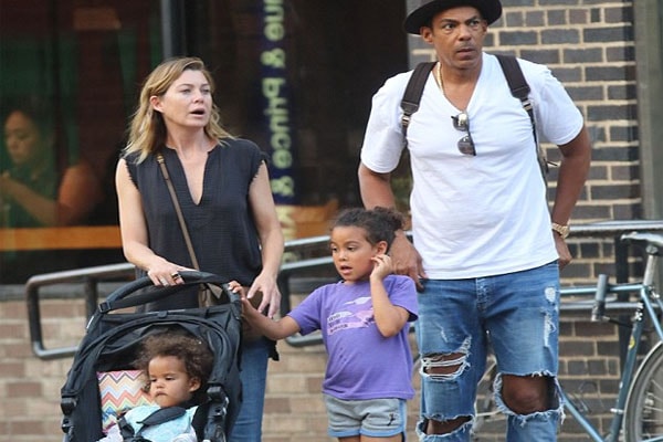 Ellen Pompeo and her husband Chris Ivery with their children