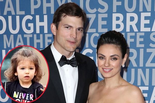 Mila Kunis with her husband Ashton Kutcher with their daughter, Wyatt Isabelle Kutcher.